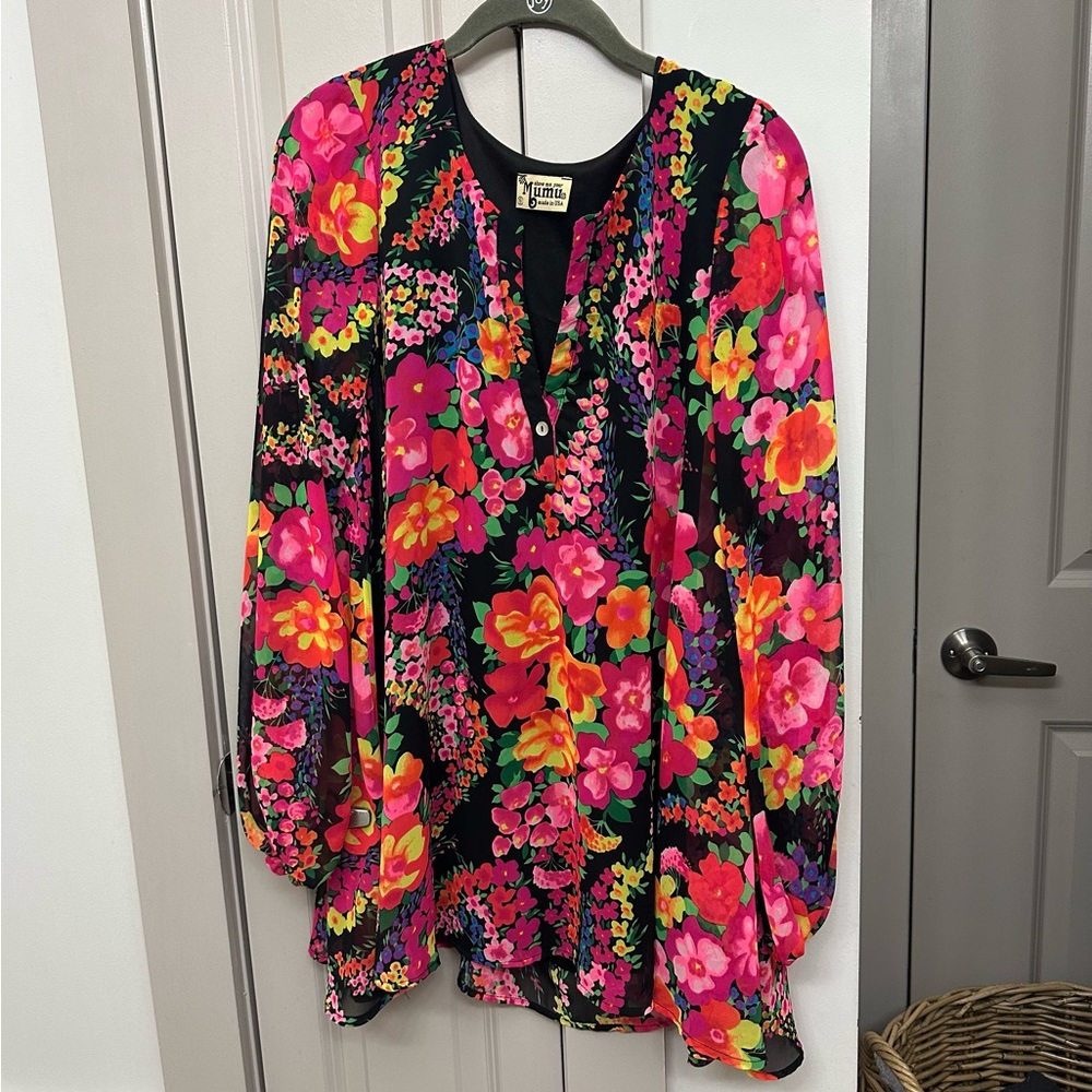 Show Me Your Mumu | Jamie Tunic | Fluorescent Floral | Small - Picture 1 of 5